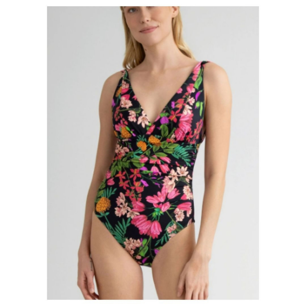 Floral V-Neck One-Piece Swimsuit